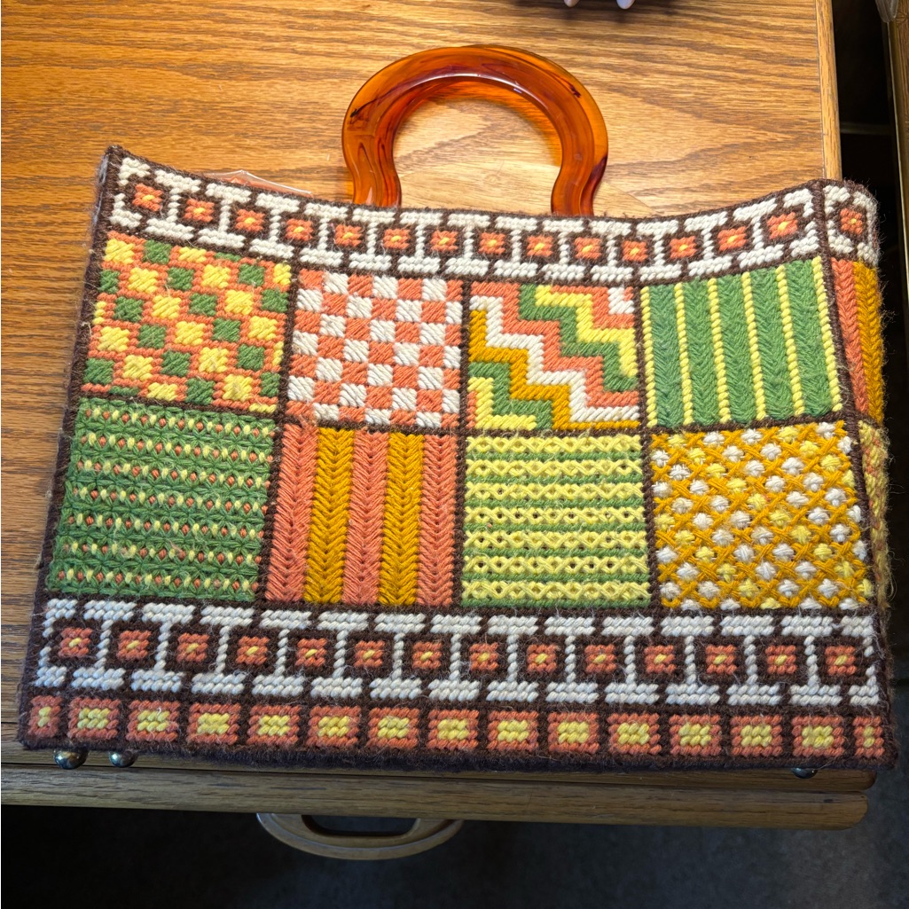 Vintage Handmade Cross Stitch Handbag